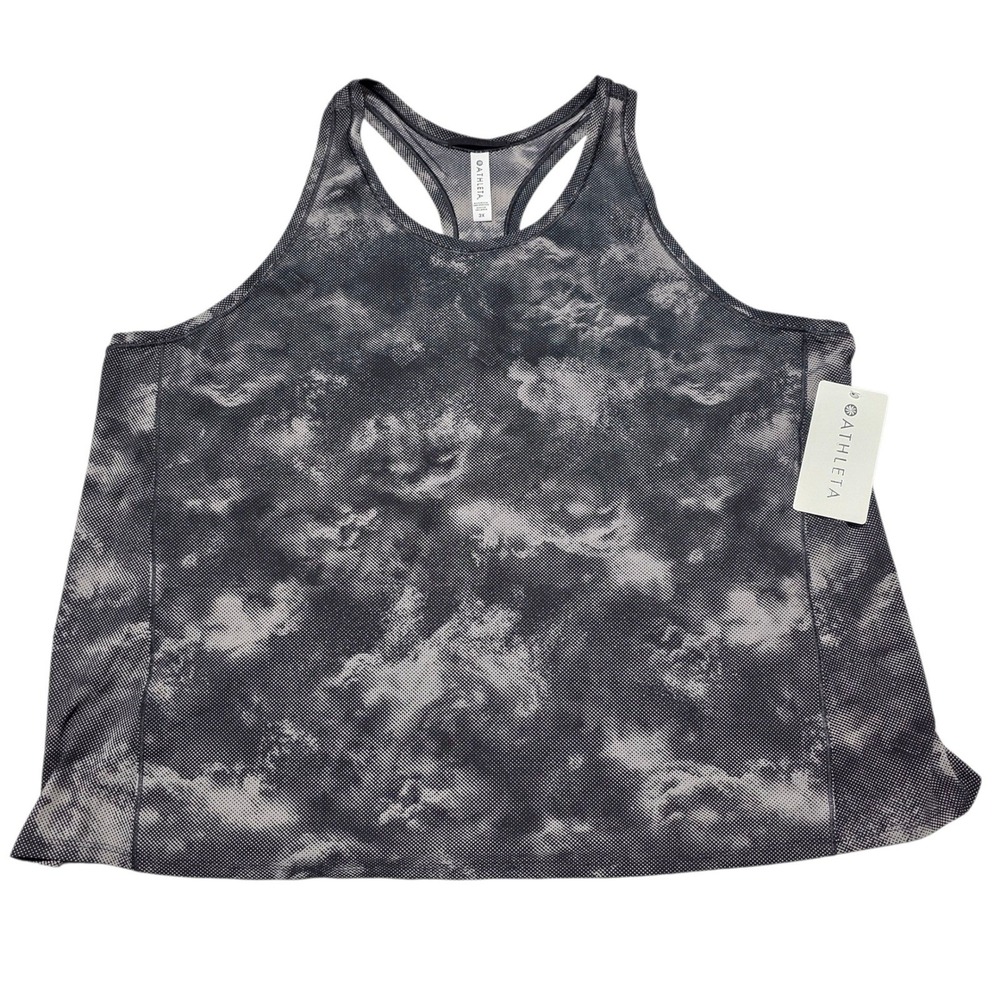 Athleta Ultimate Printed Train Tank Women 3X Black Grey Tie Dye Racerback New
